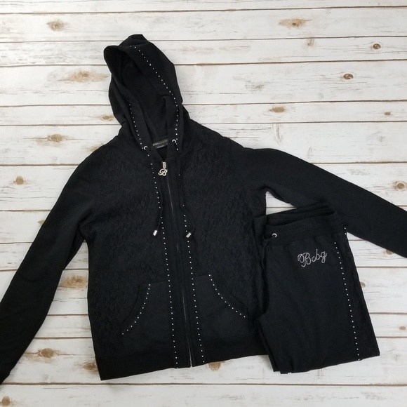 BCBG Tops - BCBG Lace and Studded Black Tracksuit